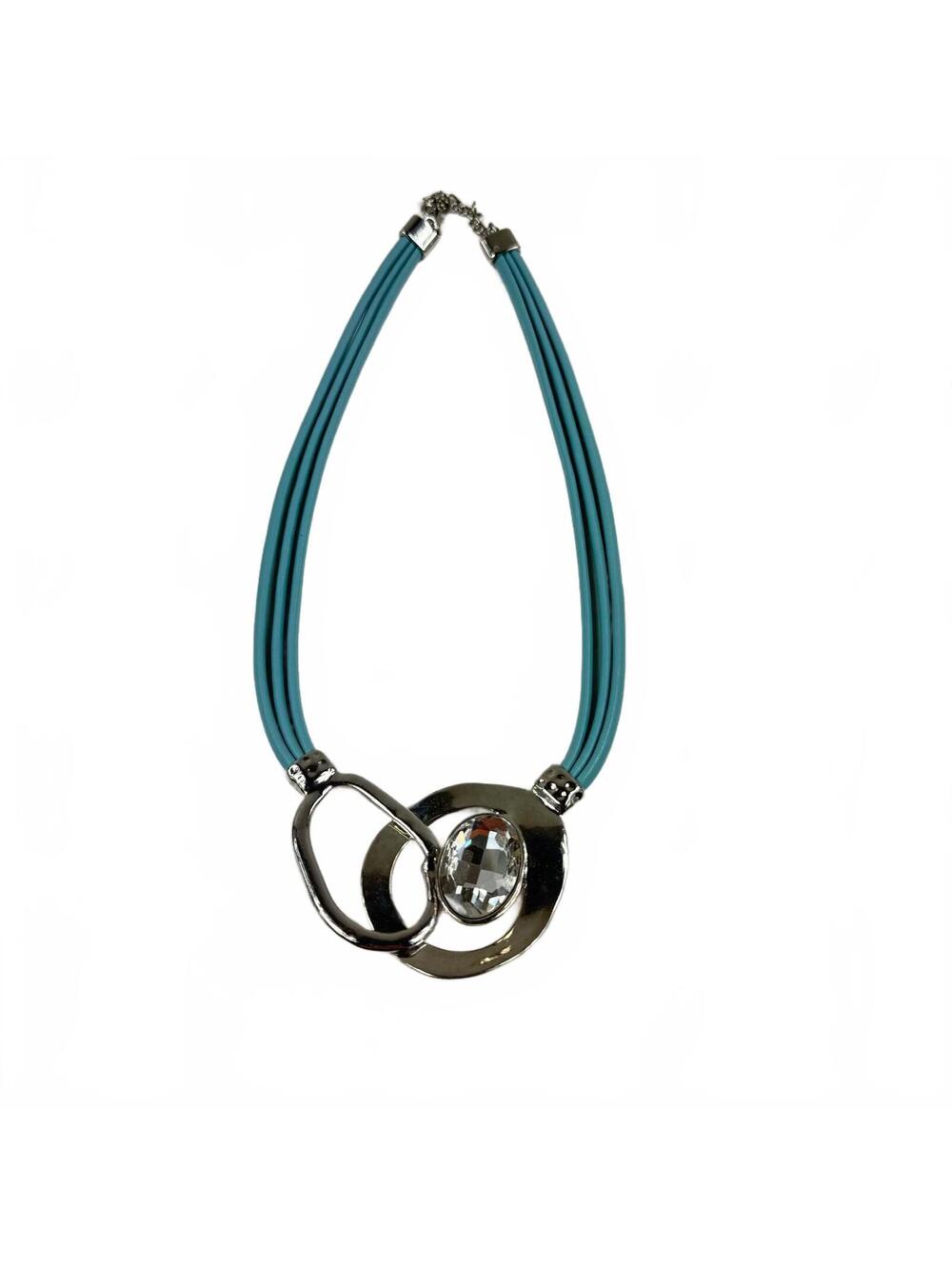 Fashion Jewelry Blue And Silver Multi Strand Statement Women's Necklace